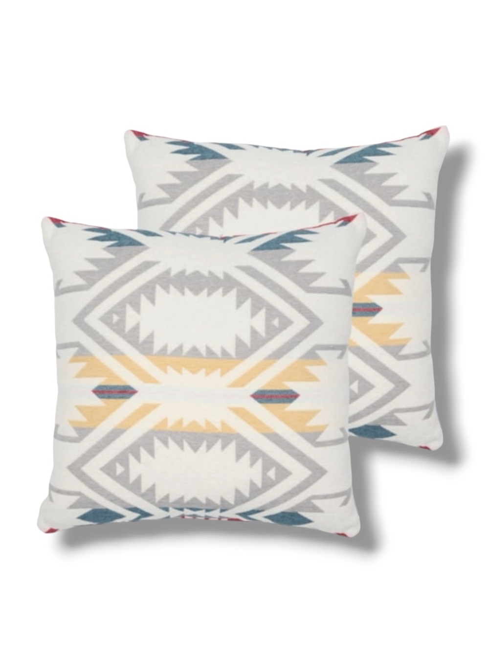 Pendleton Decorative Aztec Pattern Throw Pillow Pair - White, Gray & Yellow